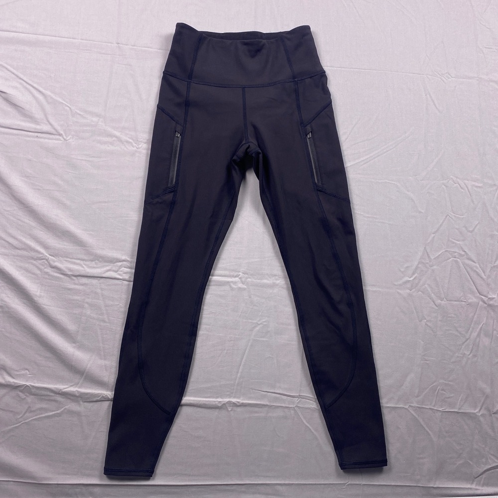 Athleta Rainier Tight Legging Womens XS Black Stretch Pants Zip Pockets Run EUC
